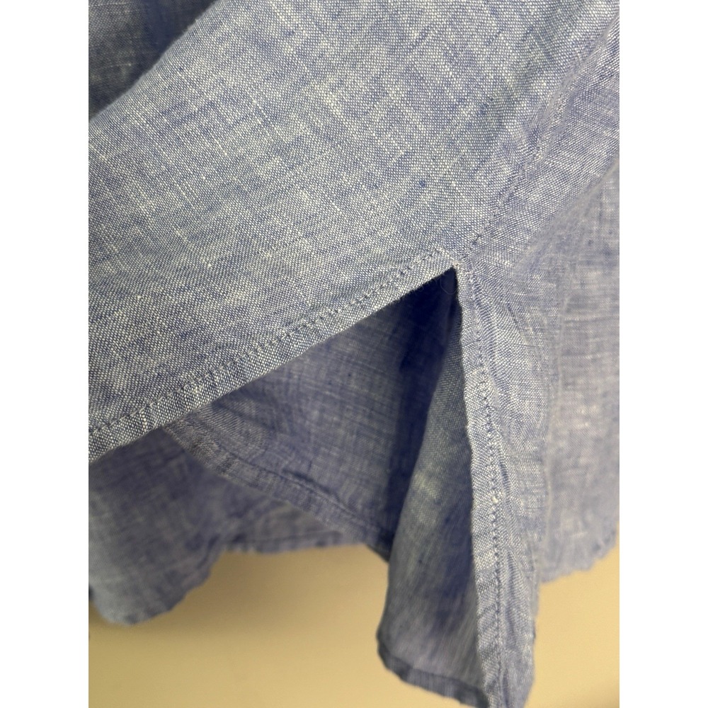 Tahari Womens 3X Linen Top Button Down Blouse Roll Tab Sleeve Coastal Cottage - Picture 5 of 11
